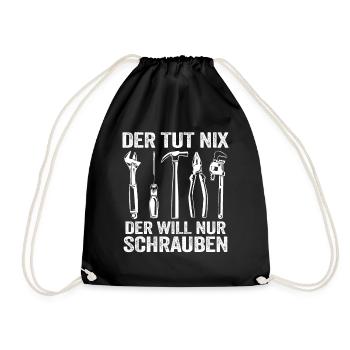 Handwerker Vatertag Geschenk Papa Auto Schrauber - Turnbeutel - Schwarz - Vorne