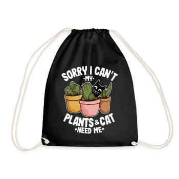 Sorry I Can't My Plants and Cat Need Me Gardening - Drawstring Bag - black - Front