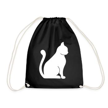 Katze Kater Katzen - Turnbeutel - Schwarz - Vorne