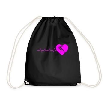Läufer Geschenk Spaß Damen Laufen Herzschlag Geschenke - Turnbeutel - Schwarz - Vorne
