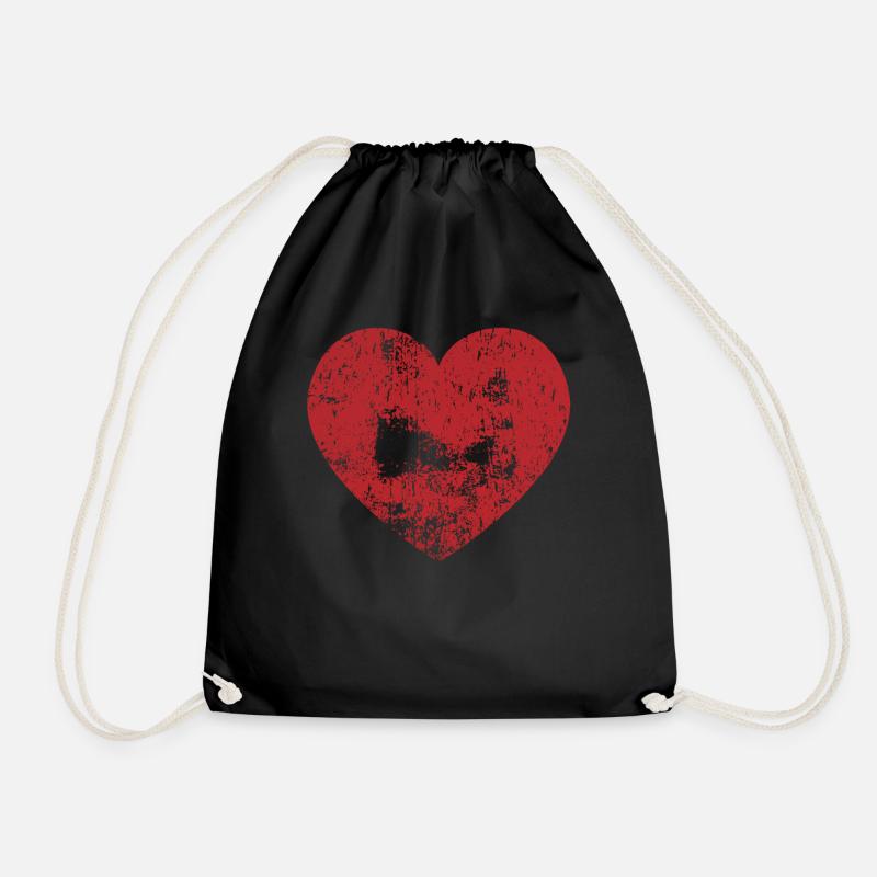 Großes Rotes Herz Grunge Stil - Turnbeutel - Schwarz