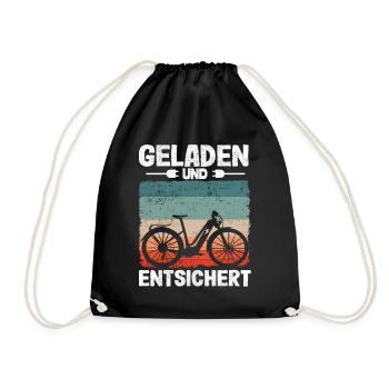 EBike Elektrofahrrad Ebike Geschenk Pedelec Lustig - Turnbeutel - Schwarz - Vorne