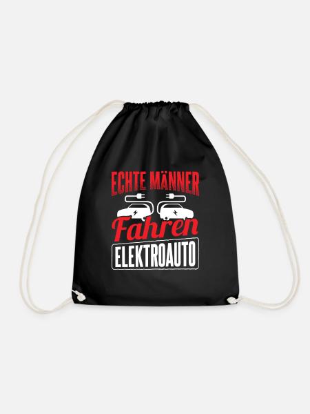 Auto E-Auto Elektroauto - Turnbeutel - Schwarz