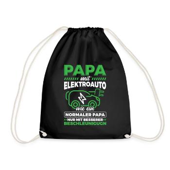 Elektroauto Auto E-Auto - Turnbeutel - Schwarz - Vorne
