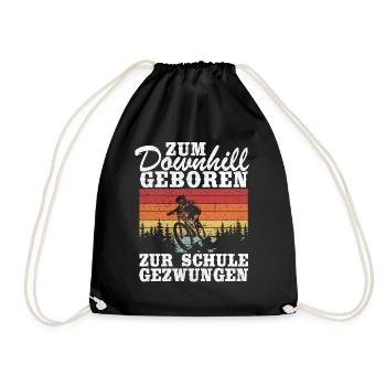 Downhill Kinder Spruch Schule Mountainbiker MTB - Turnbeutel - Schwarz - Vorne