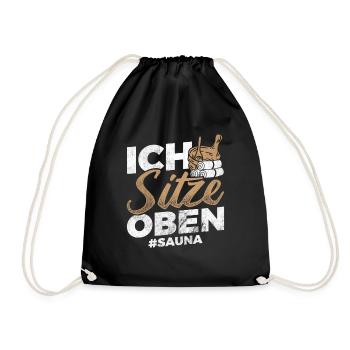 Sauna Saunieren Geschenkidee - Turnbeutel - Schwarz - Vorne