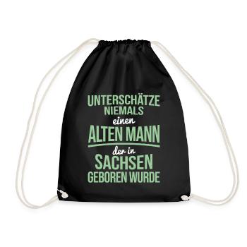 Sachsen Ostdeutschland Sächsisch - Turnbeutel - Schwarz - Vorne