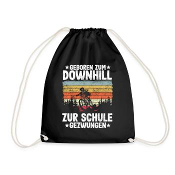 Downhill Kinder Spruch Schule MTB Mountainbike - Turnbeutel - Schwarz - Vorne