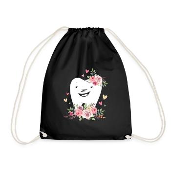 Dentiste Dentiste Hygiène dentaire Dentelle de dents Fleurs - Sac de sport léger - noir - Devant