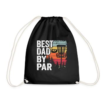 Best Dad By Par Disc Golf Daddy Gift Disc Golfer - Drawstring Bag - black - Front