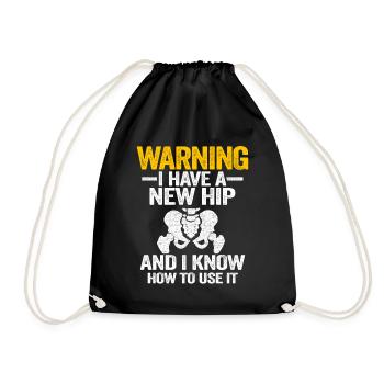 Hanche OP Chirurgie Récupération Drôle Nouvelle hanche - Sac de sport léger - noir - Devant
