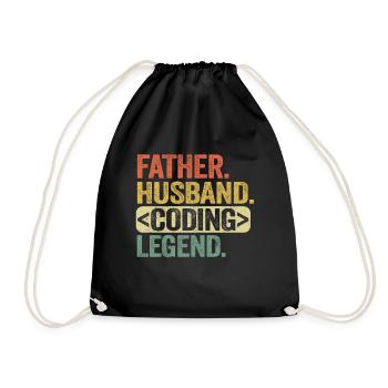Father Husband Coding Legend Father's Day Gift - Drawstring Bag - black - Front