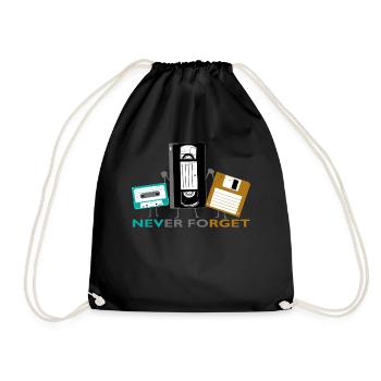 Never Forget Cassettes Floppy Disks Audio Cassettes - Drawstring Bag - black - Front