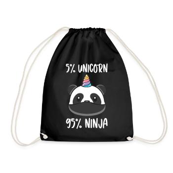 Licorne ninja guerrier licornes panda ours panda - Sac de sport léger - noir - Devant