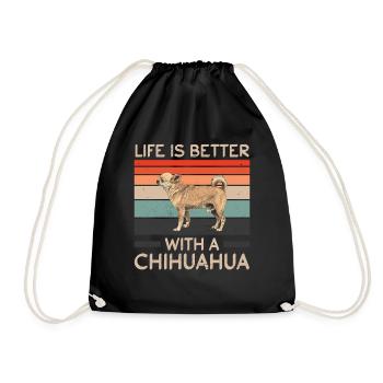 Chihuahua Better Life Hundefreund Hunderasse Retro - Turnbeutel - Schwarz - Vorne