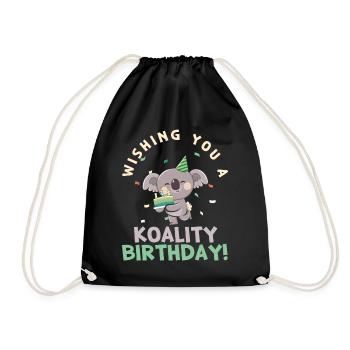Wishing You A Koality Birthday Koala Birthday - Drawstring Bag - black - Front