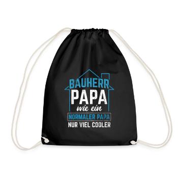 Bauherr Papa Viel Cooler Richtfest Hausbau Bauherr - Turnbeutel - Schwarz - Vorne