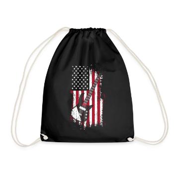 Guitare Drapeau américain USA Vintage Musique - Sac de sport léger - noir - Devant