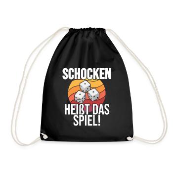 Schocken heißt das Spiel Würfeln Trinkspiel Würfel - Turnbeutel - Schwarz - Vorne