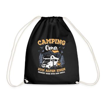 Camper Oma Camping Wohnmobil Urlaub Berge Grill - Turnbeutel - Schwarz - Vorne