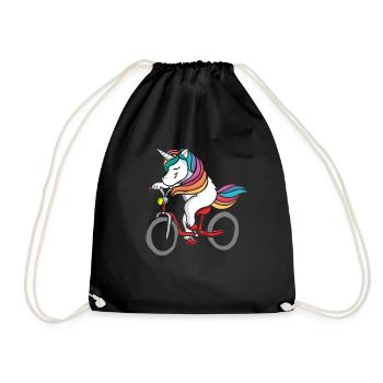 Cyclist Bicycle Unicorn - Drawstring Bag - black - Front