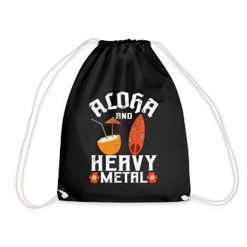 Aloha And Heavy Metal Funny Death Metal - Drawstring Bag - black - Front