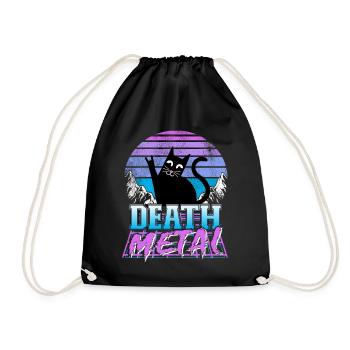 Death Metal Katze Retrowave Heavy Metal Synthwave - Turnbeutel - Schwarz - Vorne