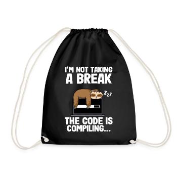 The Code Is Compiling Funny Sloth Programming Nerd - Drawstring Bag - black - Front