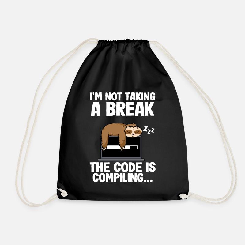 Programmierer Faultier Informatiker Nerd Coder Bug - Turnbeutel - Schwarz