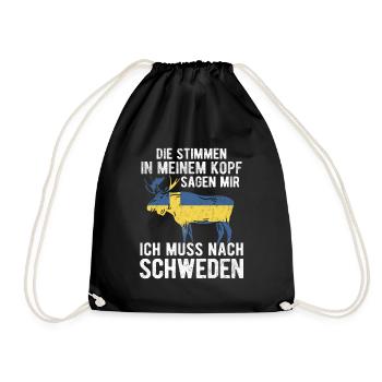 Schweden Schwedisch Skandinavien - Turnbeutel - Schwarz - Vorne
