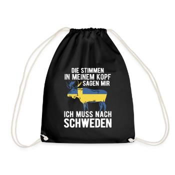 Schweden Skandinavien - Turnbeutel - Schwarz - Vorne