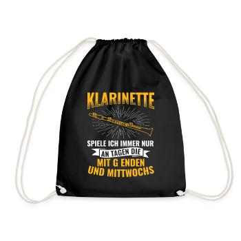 Klarinette Instrument Orchester - Turnbeutel - Schwarz - Vorne