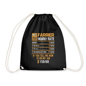 Farrier Hourly Rate Farrier Metalworker - Drawstring Bag - black - Front