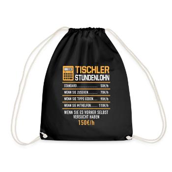 Tischler Stundenlohn Stundensatz Schreiner Holzbau - Turnbeutel - Schwarz - Vorne