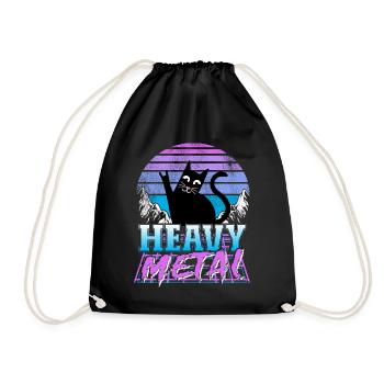 Death Metal Katze Retrowave Heavy Metal Synthwave - Turnbeutel - Schwarz - Vorne