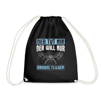 Der Will Nur Drohne Fliegen Quadrokopter - Turnbeutel - Schwarz - Vorne