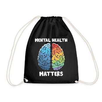 Mental Health Awareness Colorful Brain - Drawstring Bag - black - Front