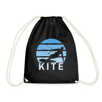 Kite Kiteboarding Surfer Windsurfen Vintage Sunset - Turnbeutel - Schwarz - Vorne