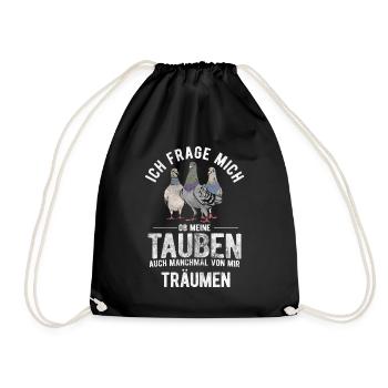 Taube Tauben Vogel - Turnbeutel - Schwarz - Vorne