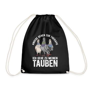 Taube Tauben Vogel - Turnbeutel - Schwarz - Vorne