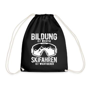 Ski Skiing Gift - Turnbeutel - Schwarz - Vorne