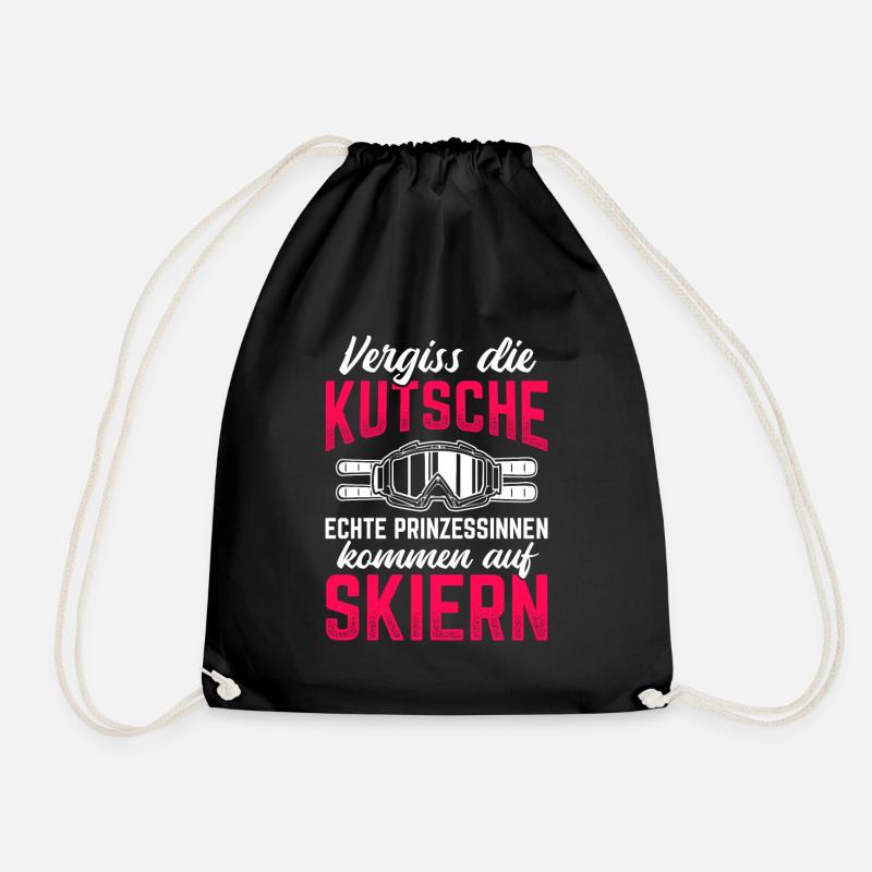 Echte Prinzessinnen Kommen Auf Skiern Skifahrer - Turnbeutel - Schwarz
