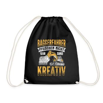 Wir Sind Kreativ Baggerfahrer Bagger - Turnbeutel - Schwarz - Vorne