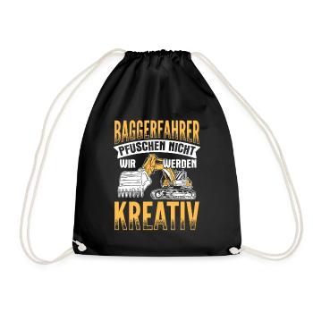 Wir Werden Kreativ Baggerfahrer Bagger - Turnbeutel - Schwarz - Vorne