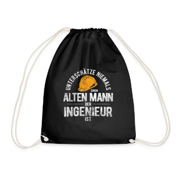 Alter Mann Der Ingenieur Ist Rentner Ingenieur - Turnbeutel - Schwarz - Vorne