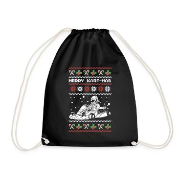 Merry Kart-Mas Gokart Ugly Karting Christmas - Drawstring Bag - black - Front