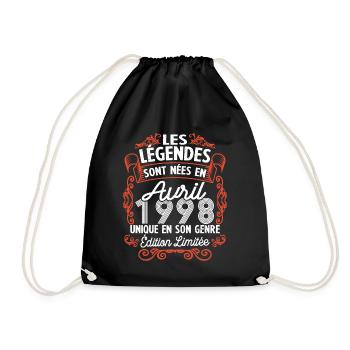 Vintage Flourish Cadeau Anniversaire Avril 1998 - Sac de sport léger - noir - Devant