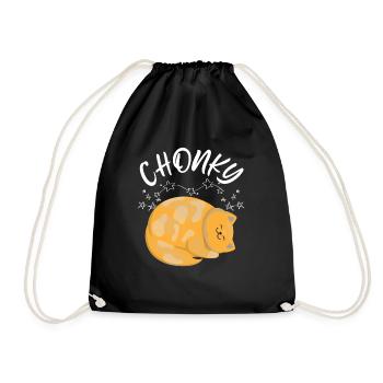 Cute Chonky Chonk Cat Lover Gift - Drawstring Bag - black - Front