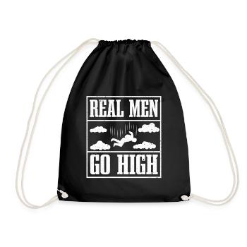 Skydiver Real Men Go High Skydiving - Drawstring Bag - black - Front