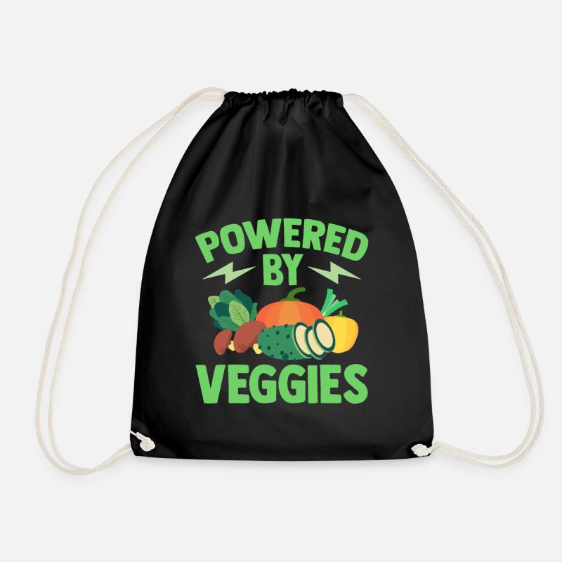 Vegetarisch Powered By Veggies Vegan - Turnbeutel - Schwarz